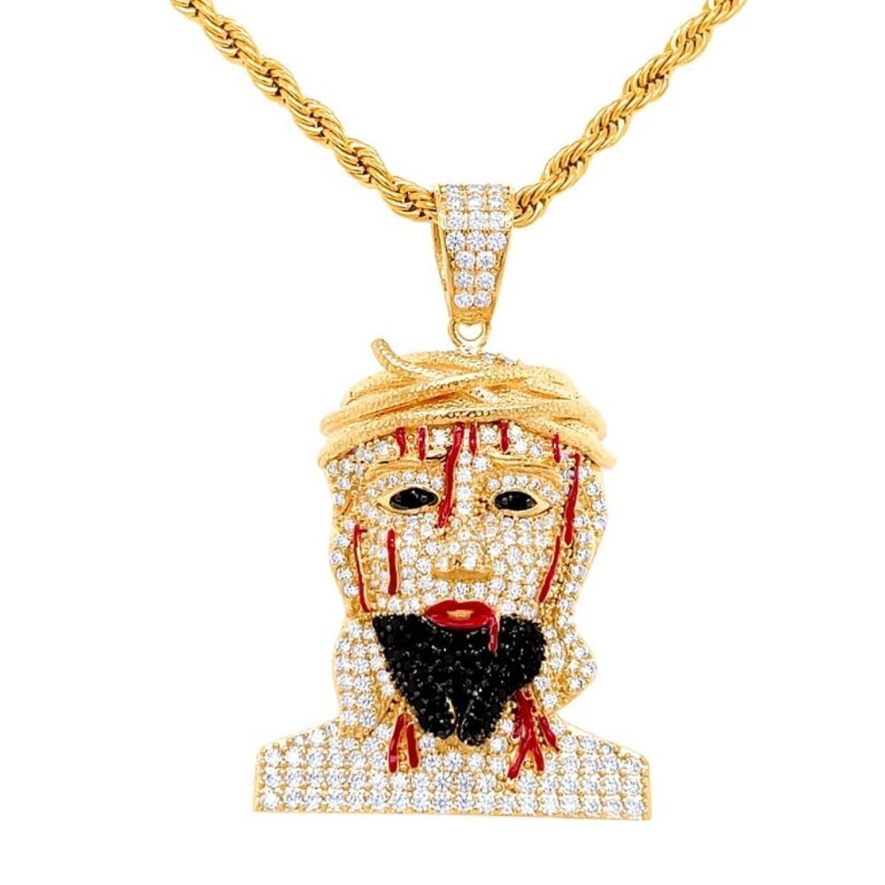 Diamond Jesus Piece Handcrafted 18K Gold Finish